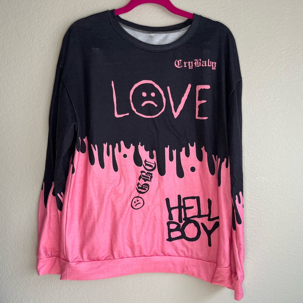 Lil Peep Black and Pink Crewneck Sweater #79